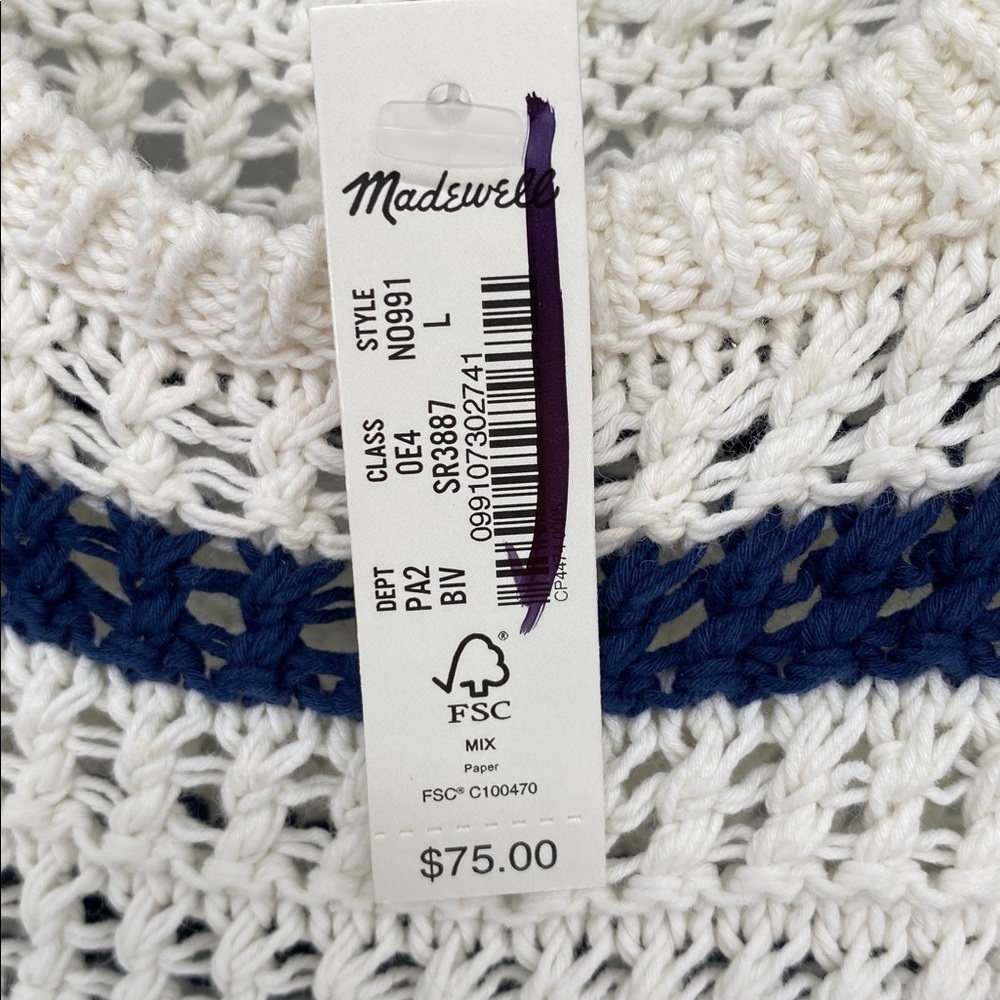 Madewell Crochet-Knit Crewneck Sweater Tank Size Large NWT - Picture 7 of 8